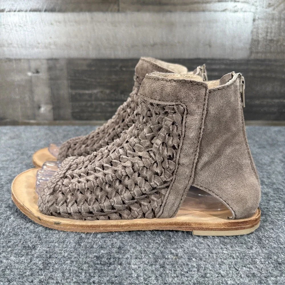 Free People Island Cruiser Woven Suede Sandals Boho Bootie Taupe EU 40 US 10
